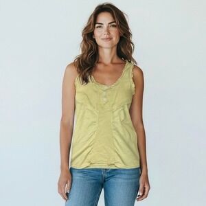Weekend MaxMara‎ Tank Top Large Yellow Cotton Sleeveless Chic Resort Minimalist